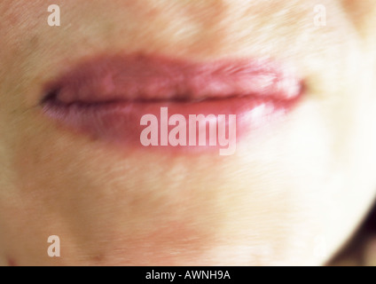 Close up of woman's mouth, blurred Banque D'Images