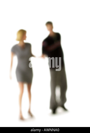 Silhouette de couple, sur fond blanc, defocused Banque D'Images