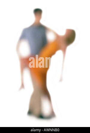 Silhouette of man, sur fond blanc, defocused Banque D'Images