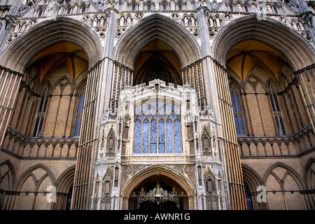 Les 3 arches sur la façade ouest de la cathédrale de Peterborough Cambridgeshire England Angleterre UK Banque D'Images