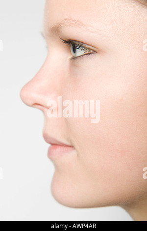 Young woman's face, profil Banque D'Images