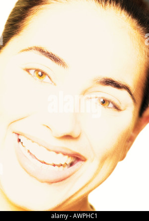 Woman smiling, portrait, close-up Banque D'Images