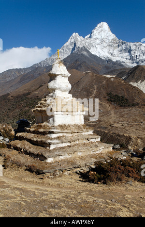 Stupa à Pangboche historique avec l'Ama Dablam (6856), Khumbu Himal, parc national de Sagarmatha (Népal) Banque D'Images