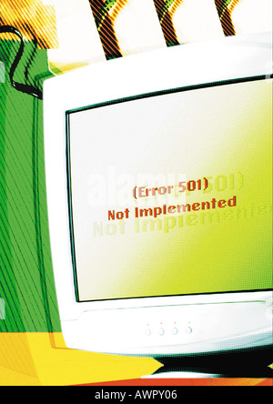 Ordinateur, 'Pas mis en oeuvre" message à l'écran, digital composite. Banque D'Images
