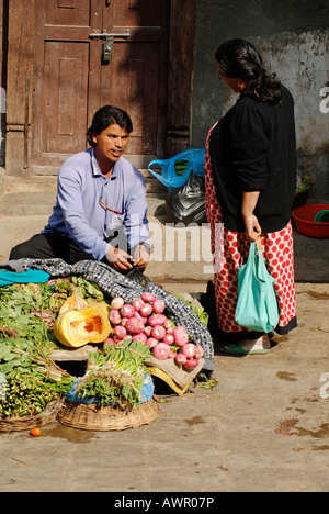 Marché dans la vieille ville de Katmandou, Népal Banque D'Images