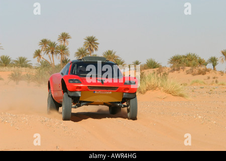 Paris-Dakar, Tarek véhicule, prototype de test au Maroc, VW, Jutta Kleinschmidt pilote, co-pilote Fabrizia Pons, l'Afrique Banque D'Images