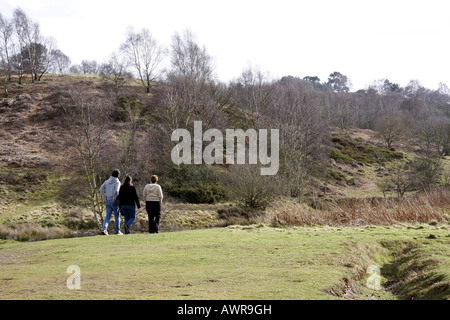 Les promeneurs sur Cannock Chase, Staffordshire Banque D'Images