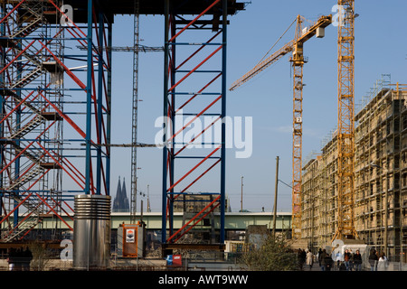 Rheinauhafen Koeln Baustelle construction Cologne port yacht site de stockage supplémentaires ville Banque D'Images