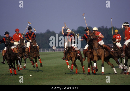 Terrain du Polo Club des gardes. Polo Match Windsor Great Park Berkshire Angleterre Royaume-Uni 1980s 1985 HOMER SYKES Banque D'Images