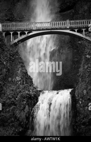 Chute d'eau cascade pont sur l'eau l'eau d'alimentation par gravité spectaculaires chutes de Multnomah est de Troutdale Oregon Columbia Gorg Banque D'Images