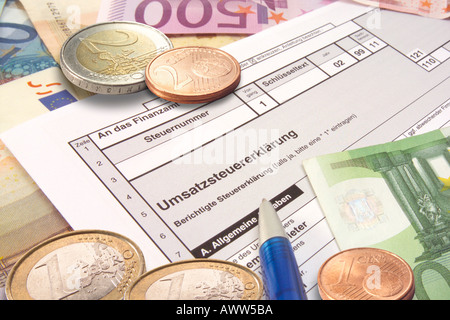 Formulaire de retour d'impôt allemand, close-up Banque D'Images