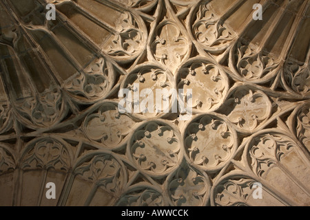 Détail du plafond de la cathédrale de Gloucester au cloître, Angleterre Banque D'Images