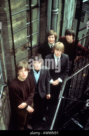 ROLLING STONES Band en 1965. De gauche à droite : Mick Jagger, Bill Wyman, Charlie Watts, Brian Jones, Keith Richard Banque D'Images