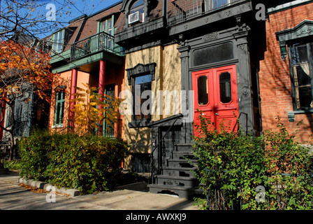 Jolie scène de rue Plateau Mont Royal Montréal (province de Québec, Canada Banque D'Images