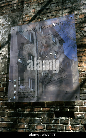 Reflet de bâtiments résidentiels sur un croquis de l'ancien ghetto juif de Varsovie Pologne trimestre Banque D'Images