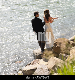 Pêche à la mariée et le Marié Banque D'Images