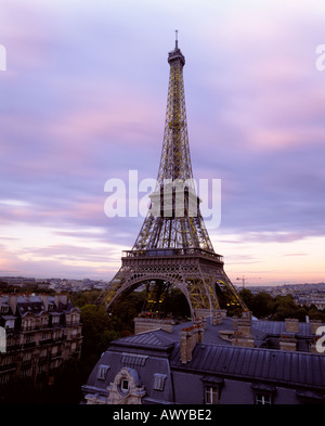 FRANCE PARIS TOUR EIFFEL VUE SUR LES TOITS Banque D'Images