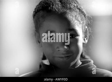 Close up of African American female first grader Banque D'Images