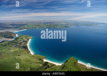 Long Beach et plage d'assassiner Kaikai plage près de Dunedin ile sud Nouvelle Zelande aerial Banque D'Images