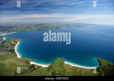 Long Beach et plage d'assassiner Kaikai plage près de Dunedin ile sud Nouvelle Zelande aerial Banque D'Images