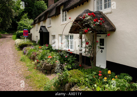 Dunster Somerset cottage gardens dans Park Street Banque D'Images