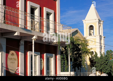 Elk162 3603 Mexico Baja California San Jose del Cabo avec scène de rue Iglesia San Jose 1940 Banque D'Images