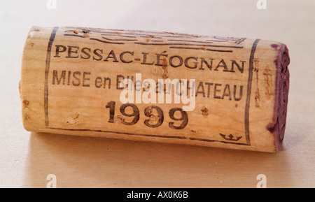 Bouchon à vin Pessac Léognan 1999 Banque D'Images