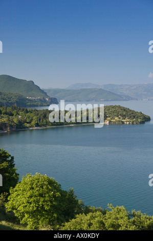 Macédoine, Pestani view du Lac d'Ohrid par la frontière albanaise Banque D'Images