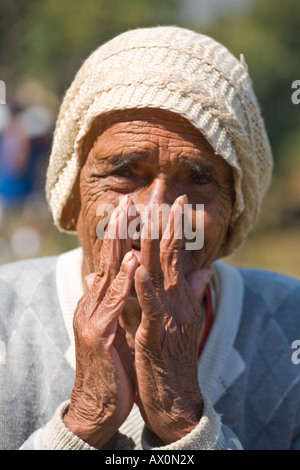 Au Népal, Pokhara, vieil homme Banque D'Images