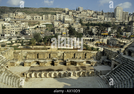 Ville d'Amman et du théâtre romain, Jordanie Banque D'Images