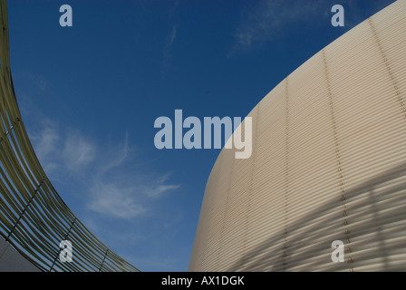 Le palais des congrès Manuel Rojas construit par les architectes espagnols José Selgas et Lucía Cano. Le cube intérieur de l'édifice est fait de Banque D'Images