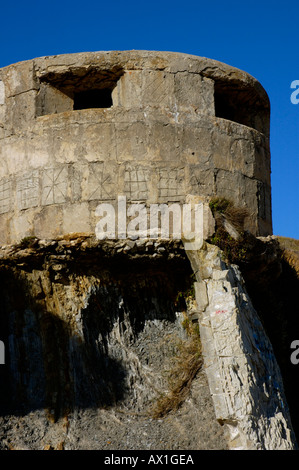 Espagne Andalousie tarifa reste d'un blockhaus sur la plage Playa de los Lances Banque D'Images