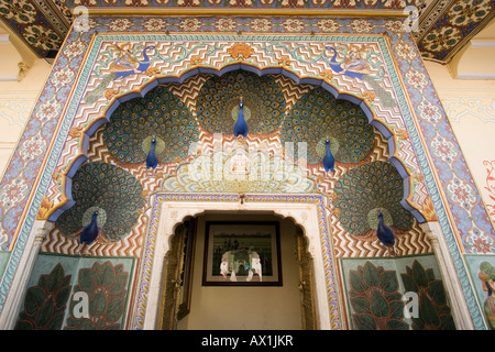 Peacock gate au city palace jaipur Banque D'Images