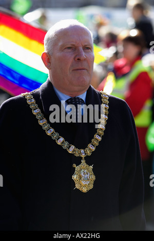 Belfast unioniste de l'Ulster maire Jim Rodgers menant la parade et le carnaval de St Patricks day belfast Irlande du Nord Banque D'Images