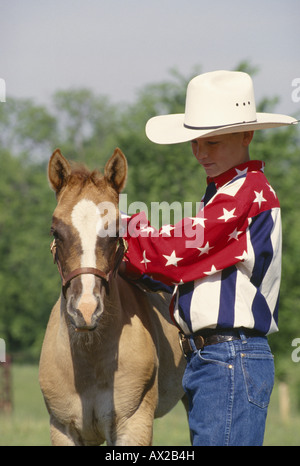 10 ANS 2 MOIS TOILETTAGE QUARTER HORSE REBA ILLINOIS Banque D'Images