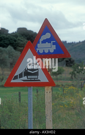 Panneau d'avertissement railway près de Wilderness Garden Route Western Cape Afrique du Sud Banque D'Images