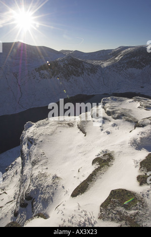 La tête du Loch Avon d'un Fharaidh Stac, Cairngorms. Banque D'Images