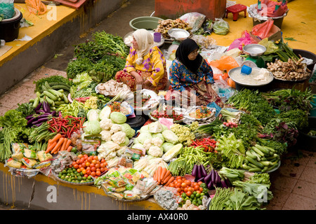 Les produits frais du marché Central, Kota Bharu, Malaisie Banque D'Images