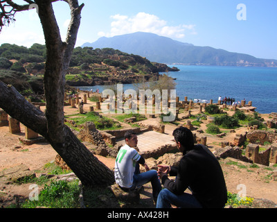 Ancienne villa romaine vestiges archéologiques, site romain (site du patrimoine mondial de l'UNESCO). Tipasa, Algérie, Afrique du Nord Banque D'Images