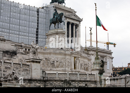 Détail du monument de Victor Emmanuel II en cours de rénovation Banque D'Images