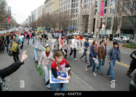 Protestation manifestation anti-guerre, 5e anniversaire de début de guerre en Irak, le centre-ville, Washington, District of Columbia, États-Unis Banque D'Images