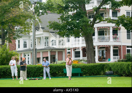 English jeu de boules sur pelouse à Chautauqua Institution Chautauqua Lake New York Banque D'Images