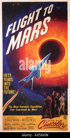 Vol vers mars 1951 pour l'affiche du film qui a été un monogramme ensemble genre cinéma Banque D'Images