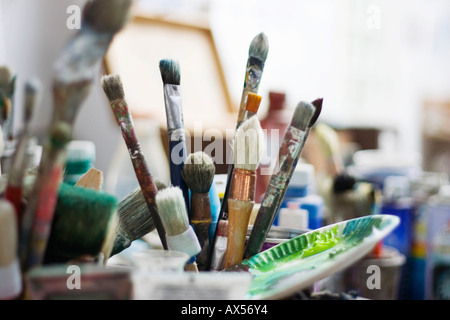 France, Paris, les pinceaux d'artiste Banque D'Images