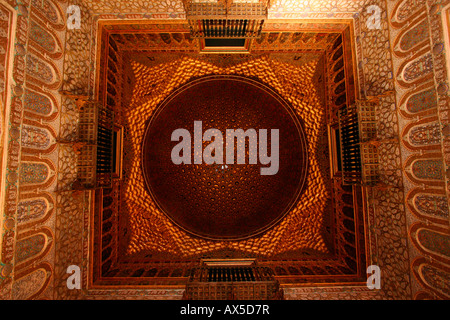 Hall de l'Ambassadeur avec décorations pompeuses, Salón de los Embajadores, Palais de l'Alcazar, Séville, Andalousie, Espagne, de l'Union européenne Banque D'Images