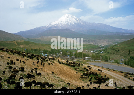 Le mont Damavand, plus haute montagne de l'Iran, comté de Mazandaran, Iran Banque D'Images