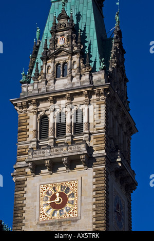 Tower, hôtel de ville (Rathaus), Hambourg, Allemagne, Europe Banque D'Images