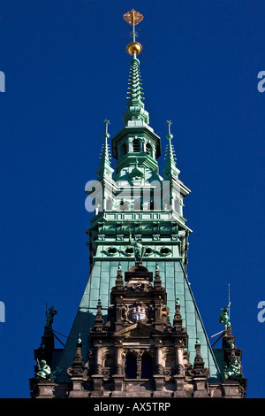 Tower, hôtel de ville (Rathaus), Hambourg, Allemagne, Europe Banque D'Images