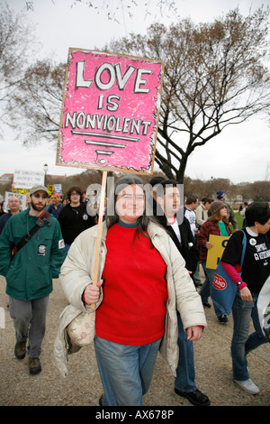 Manifestation de protestation sur le Mall, 5e anniversaire de début de guerre en Irak, Washington, District of Columbia, États-Unis Banque D'Images