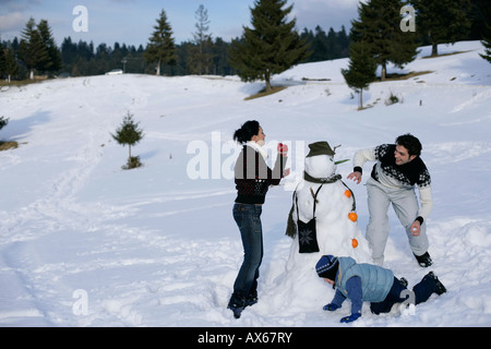 Family snowball fight